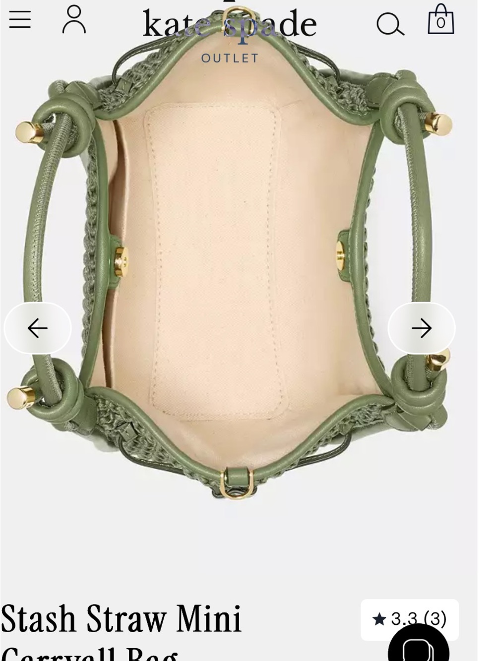 kate spade Olive Mini Straw cedar Stan stash bag NWT - Picture 6 of 12